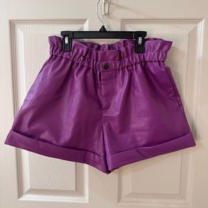 Stella Dallas Purple Leather Shorts